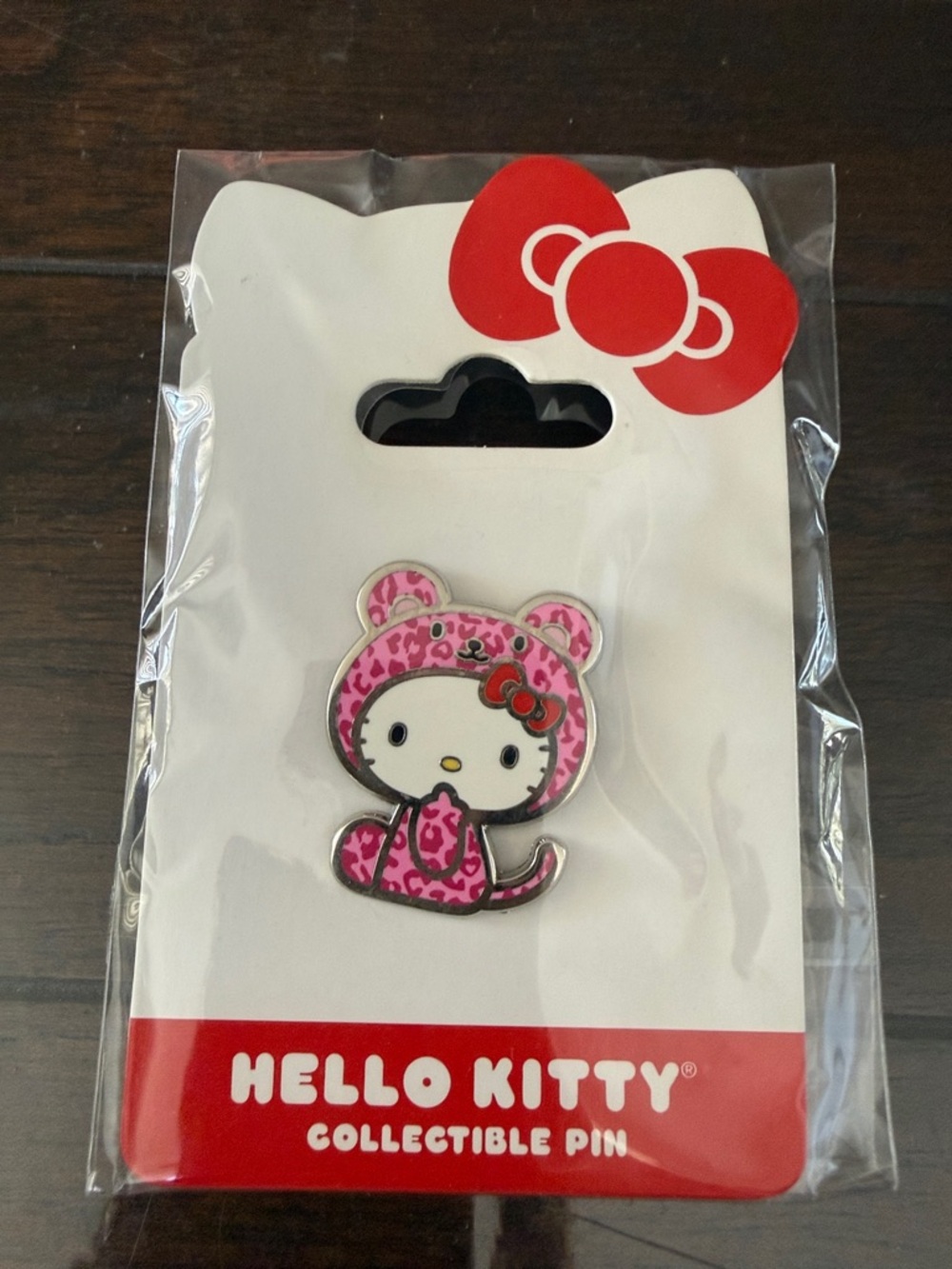 Hello Kitty Pink Leopard Bow Enamel Pin vintage 2013